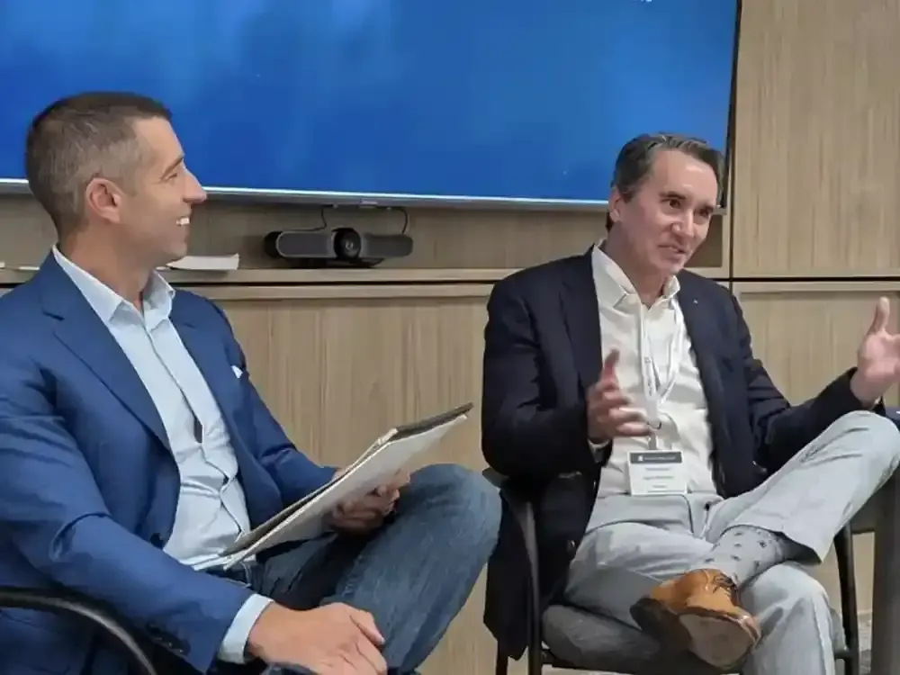A fireside chat on stage at one of our investor events